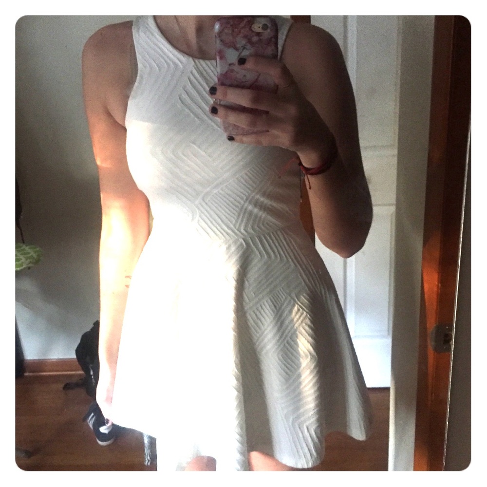 Fun and Flirty Geometric Patterned White Dress